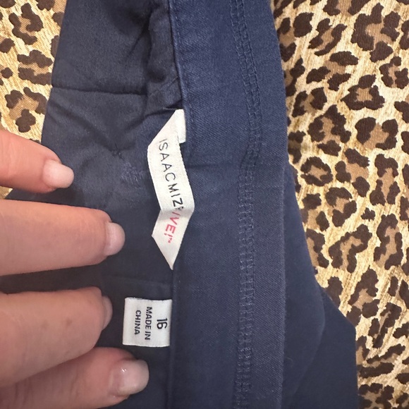 Isaac Mizrahi Navy Blue Satin Striped Military Pants 16 - Picture 3 of 5